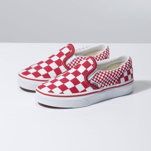 Vans Erkek Çocuk Kaykay Ayakkabısı Mix Checker Slip-On Kırmızı/Beyaz | 84932-724